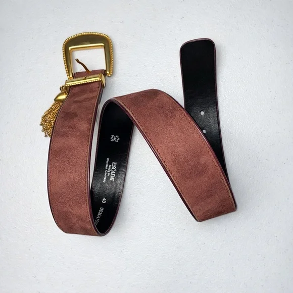 Escada Vintage Suede Tassel Belt Made in Western Germany 80’s? EU Size 40 - Picture 2 of 5